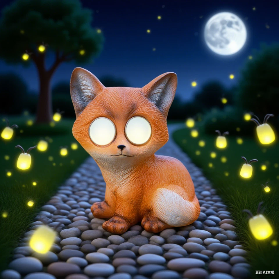 4 PIEZAS Estatuas de Zorro LED Solares, Estatuillas de Animales de Resina Pintadas a Mano para Decoración Exterior Foto 2 de 4