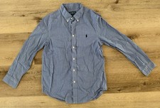 Ralph Lauren Blue Plaid Button Down Shirt Long Sleeve Youth Boys Size L 14-16 
