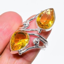 Yellow Citrine Gemstone 925 Sterling Silver Jewelry All Size Ring For Gift