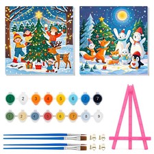 2 Pack Snowman Christmas Paint By Numbers Kit DIY Canvas Oil Painting Art