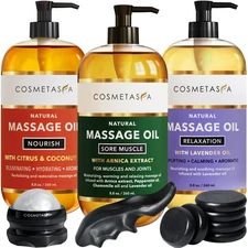Cosmetasa Massage Oil Spa Gift Set for Women – Relaxing Lavender, Warming