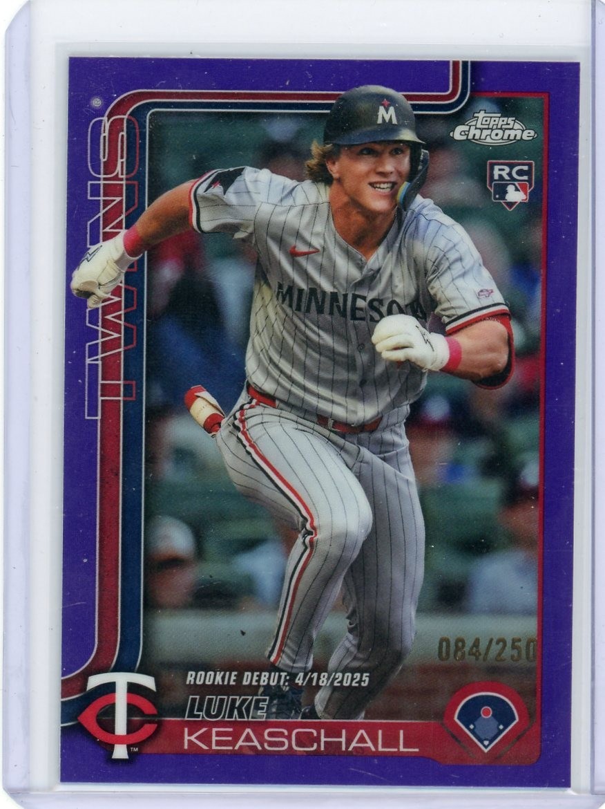 LUKE KEASCHALL 2025 TOPPS CHROME UPDATE ROOKIE DEBUT PURPLE RC /250