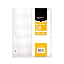 Amazon Basics Graph Ruled Loose Leaf Filler Paper, 600 Count, 6 Pack of 100-...