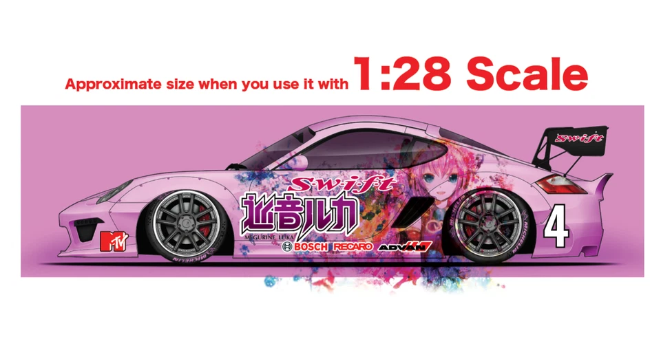 Megurine Luka volcaloid Racing WaterSlide Decal 1/24 - 1/28 RC Diecast A035 - Image 4 of 4