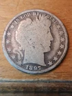 1897 Barber Half Dollar 50c Silver Coin, U.S.