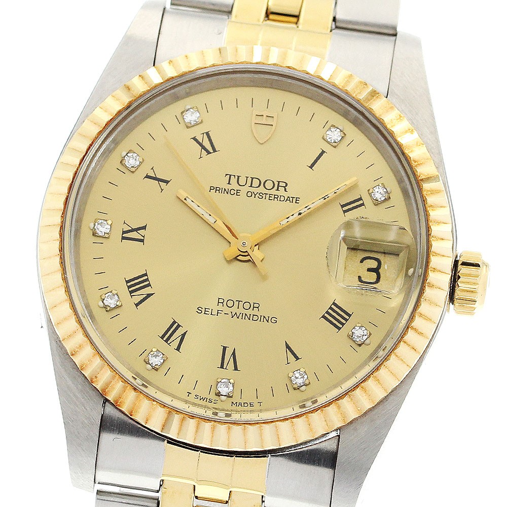 TUDOR Prince Oyster Date 74033 YG bezel 10P gold Dial Automatic Men's_909652