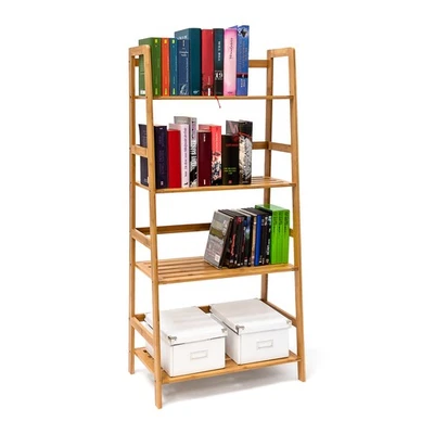 Bücherregal Leiterregal aus Holz Standregal mit Ablagen 4 Fächer leicht 6,3 kg - Bild 1 von 4