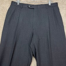 Austin Reed Gray Pants Men's 36x32 London Super 100s Wool Blend Pleated HOLE