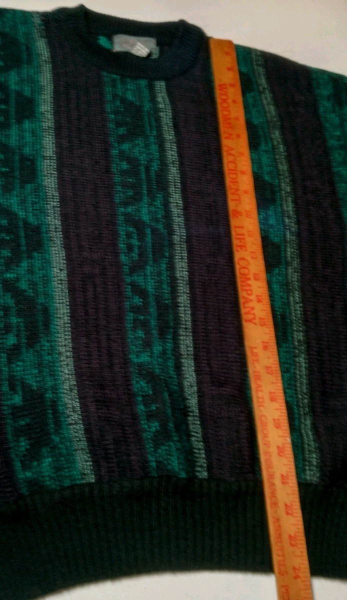 Vintage Sir William Sweater Large Crew Neck Pullover Purple Blue Retro Striped View 3