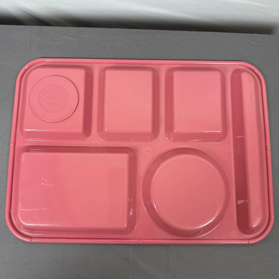 Silite 614 Pink Purple Divided Lunch Tray School Cafeteria Meal Prep Reusable - Image 2 of 4