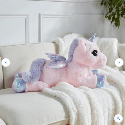 Großes Rosa Einhorn Plüsch Kuscheltier Plüscheinhorn Stofftier mit Flügeln 60cm