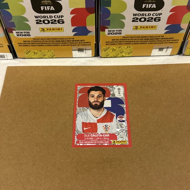 2026 Panini World Cup Sticker Red Crumple Parallel Croatia Duje Caleta-Car CRO3