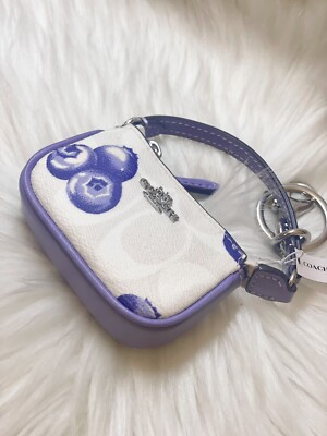 希少✨COACH Bag Charm Keychain Signature NWT Coach Signature C Bag Charm Key Fob Keychain Silver