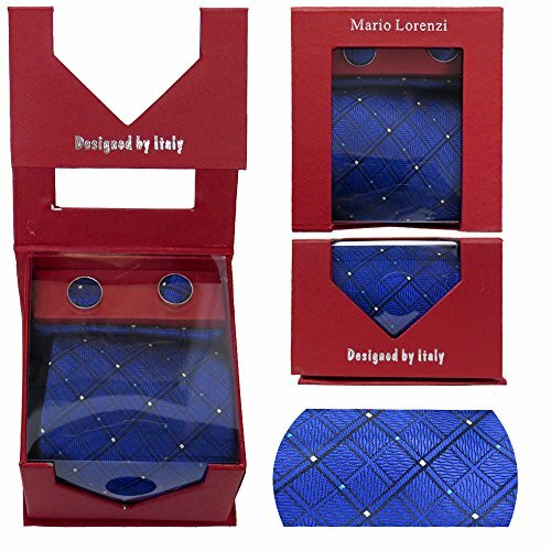 Mario Lorenzi Men's Tie with Matching Handkerchief / Pocket Square and Cufflinks - Picture 4 of 16