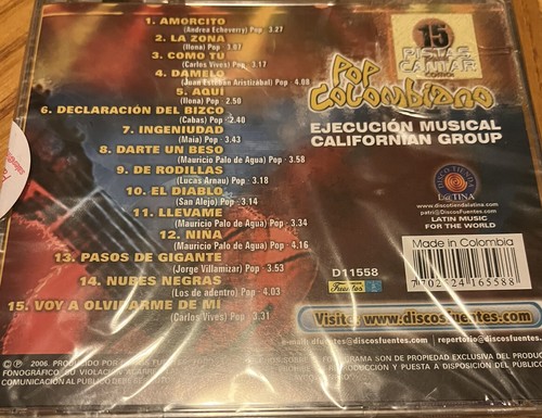 15 Pistas Como Pop Colombiano Karaoke CD Sellado Fuentes Columbia - Imagen 2 de 2