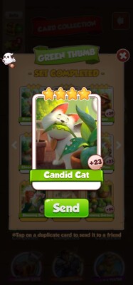 Coin Master Card Candid Cat( From Green Thumb Set)