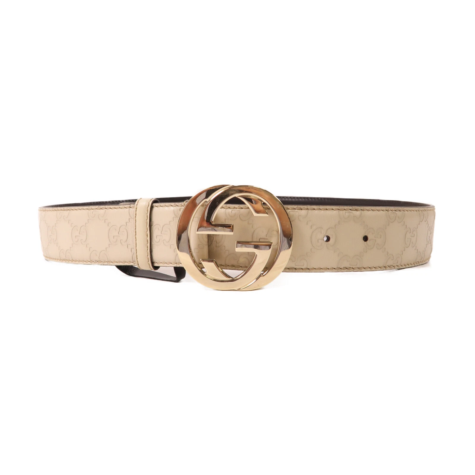 Ceinture GUCCI GG GHW cuir de veau 114876 blanc