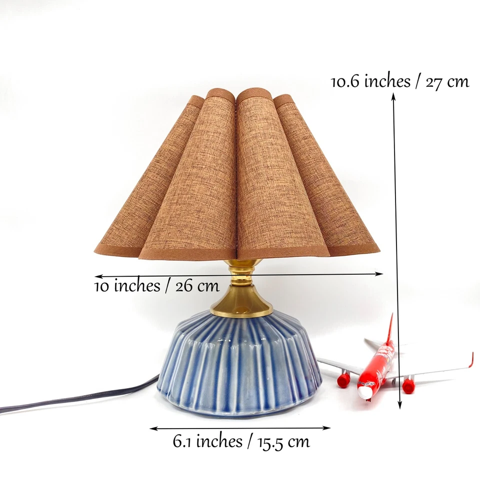 Abajur de mesa artesanal de cerâmica com abajur de tecido - Abajur de mesa para decoração - Imagem 4 de 4