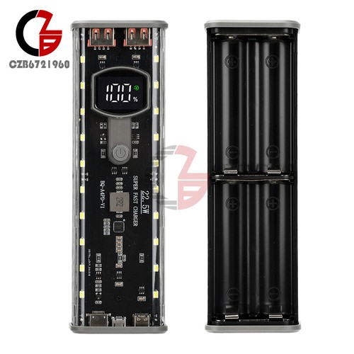 22.5W Transparent Mobile Power Bank Case 4*21700 Battery Box PD Fast Charging - 第 3/32 張圖片