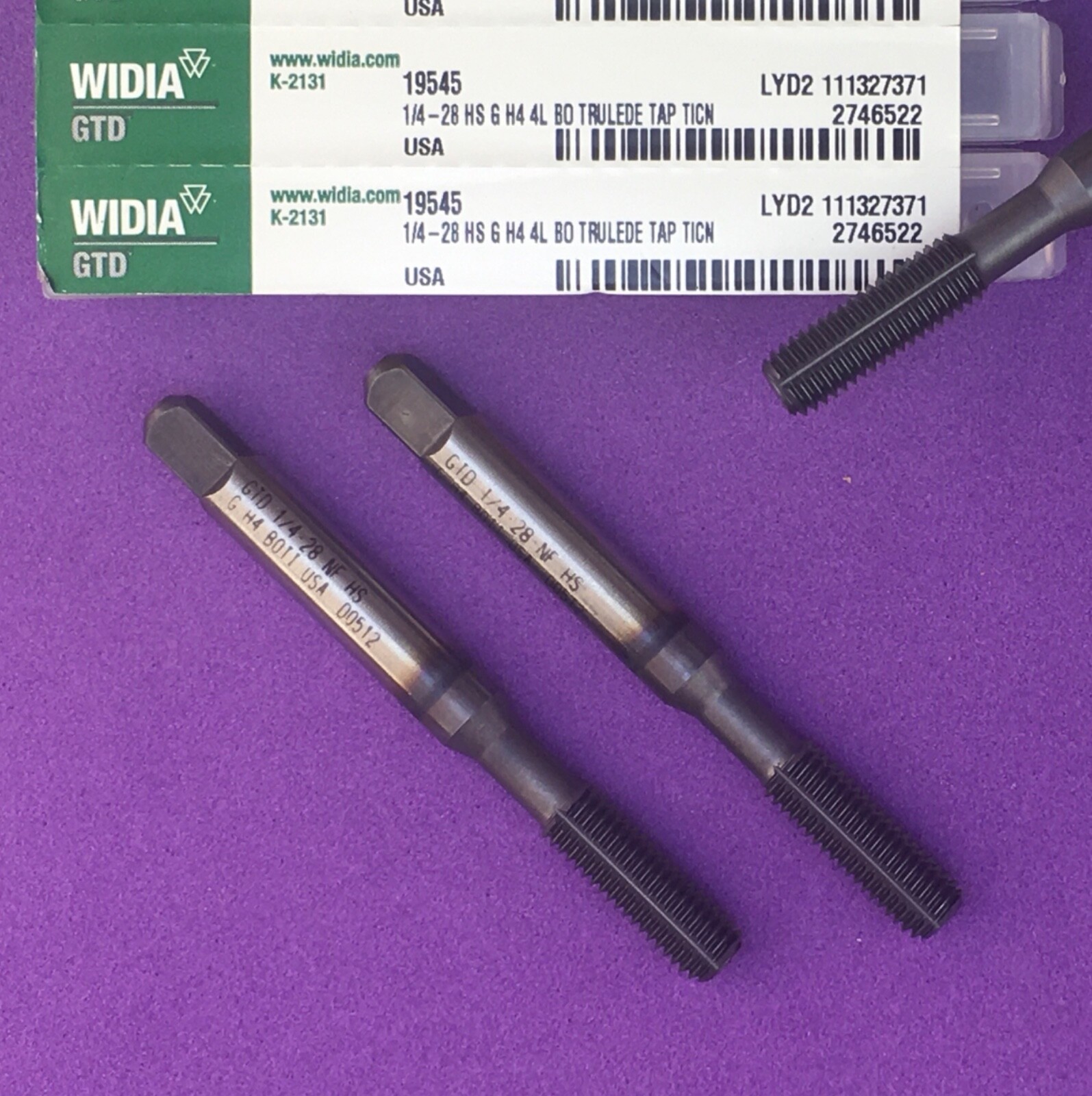 6pc WIDIA 1/4”-28 Trulede Thread Forming Bottom Tap HSS TiCN 19545🎯Machinist