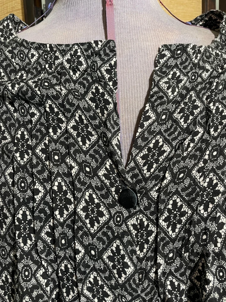 Betsy Johnson Intimates Рубашка для Сна на Пуговицах Бохо Дизайн с Черным Кружевом Вискозе s/M - Изображение 2 из 4