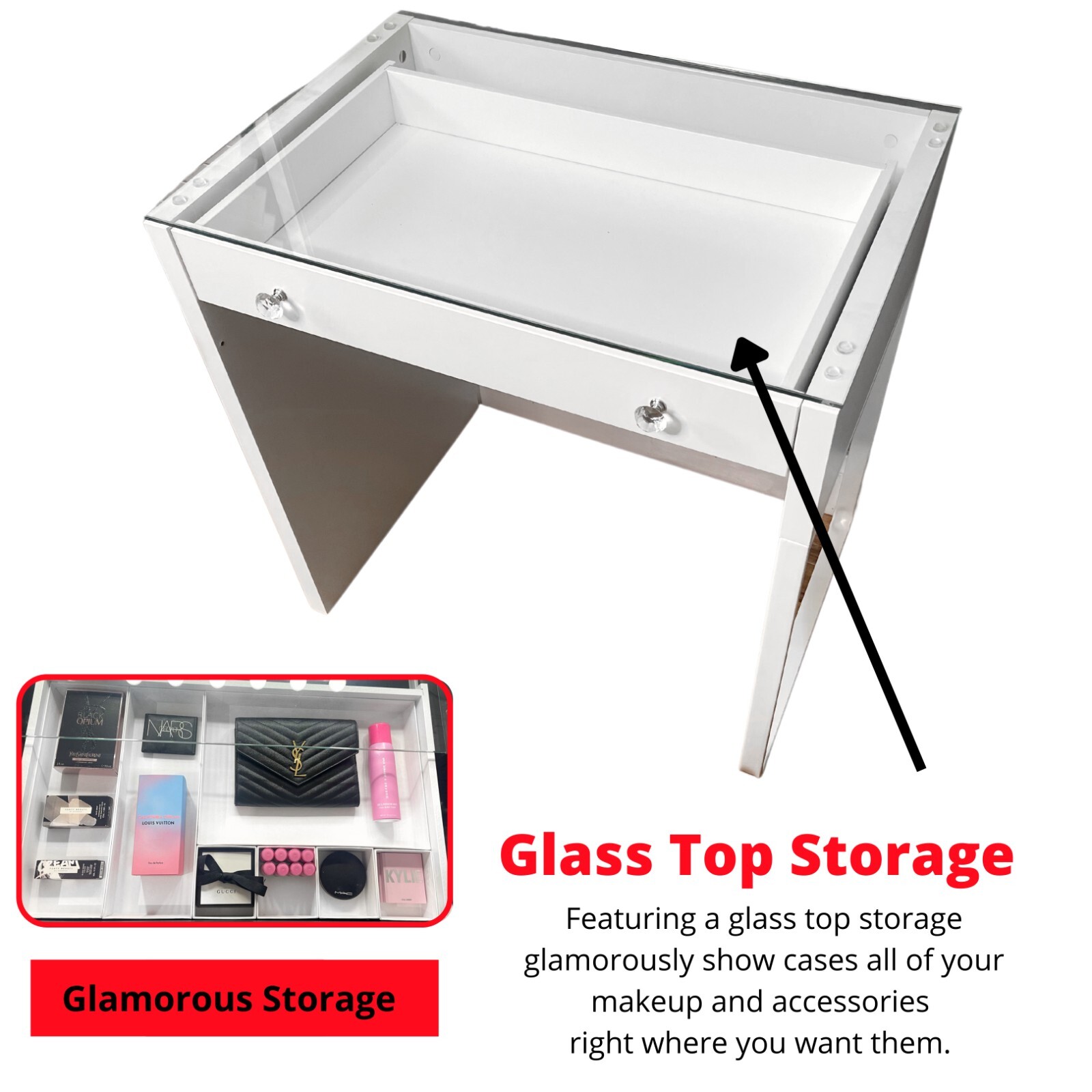 Vanity Table Store Makeup Jewellery Vanity Set White Pull Out