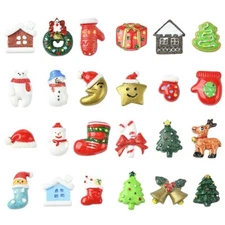 48x Christmas Hat Snowman Flatback Charm Resin Cabochon for Hair Clip Case Decor