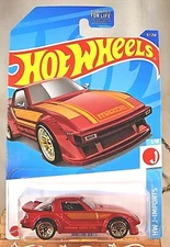 2022 Hot Wheels #97 HW J-Imports 1/10 MAZDA RX-7 Red w/Gold Lace Spoke Wheels