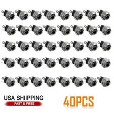 40pcs DC Power Socket With Nut Supply Jack Socket Panel Mount Connector 3-Pin