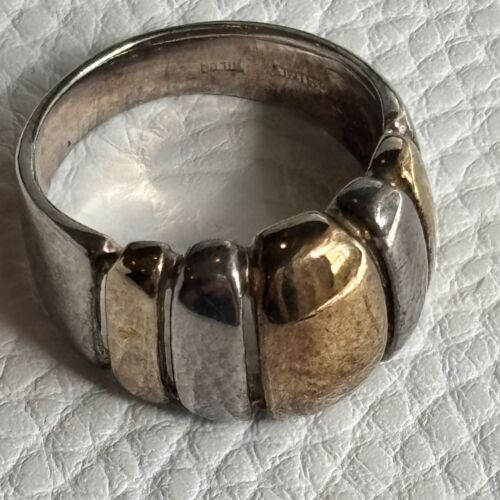 Milor 925 srebro szterlingowe 2-kolorowy pierścionek kopułowy rozmiar 10 - Zdjęcie 1 z 7