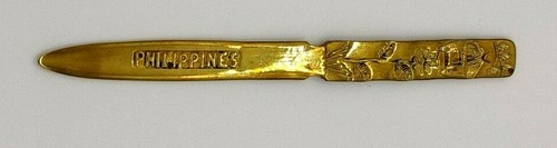 Vtg Stamped Brass Philppines Asian Motif Letter Opener A-4 - Picture 1 of 2