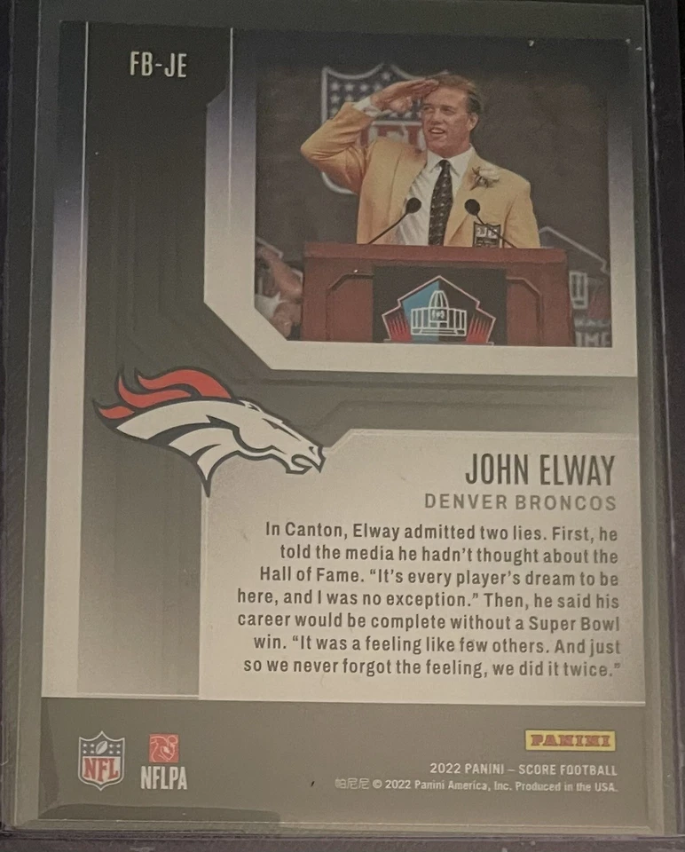 2022 Score - First Ballot Gold #FB-JE John Elway Denver Broncos - Image 2 of 2