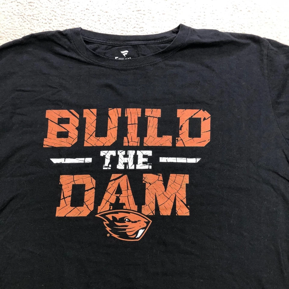 Oregon State Beavers Shirt Mens XL Black Build The Dam Fanatics Short Sleeve - Image 3 of 4