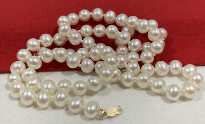 Jacmel JCM 14kt 585 Gelbgold Verschlüsse 5,5 mm WEISSE PERLE Perlen Halskette 18 Zoll