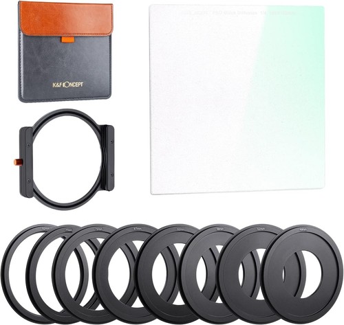 K&F Concept 100*100mm Square Filter 1/4 Black Diffusion+Metal Holder + 8 * Rings