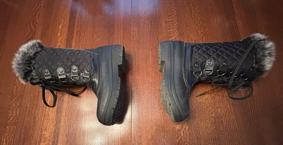 Botas de nieve Quest para mujer resistentes al agua talla 10 forradas de piel sintética con cordones usadas una vez Foto 4 de 4