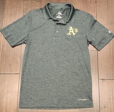 Oakland A’s Athletics Men's Size Small Polo Shirt Green MLB Majestic Cool Base