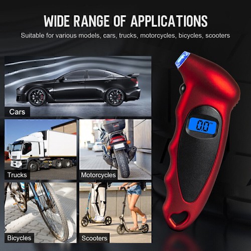 Digital LCD Tyre Tire Air Pressure Gauge Tester Tool Fits Auto Motorcycle Car UK - Picture 4 of 12