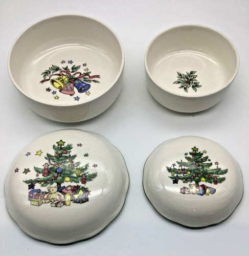 NIKKO Christmastime Tree 2 Covered Bon Bon Dishes and Cookies for Santa Plate - Picture 11 of 11