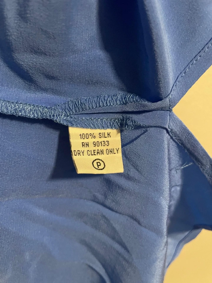 Blusa sin mangas Bob Mackie para mujer 1X azul 100 % seda sin mangas ligera artística Foto 4 de 4