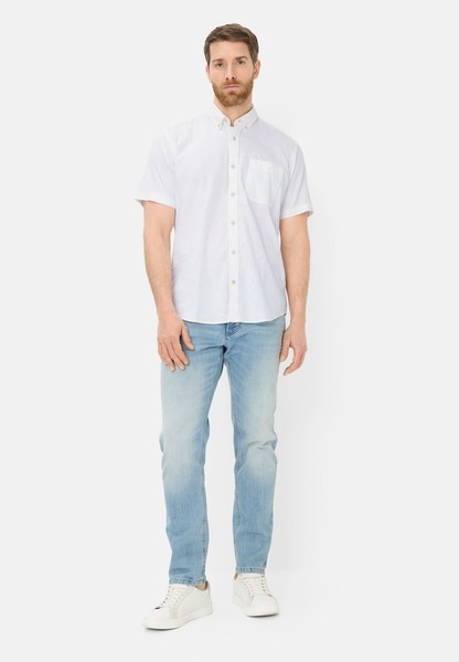 camel active Herren Kurzarmhemd Aus Leinenmix Weiß, Menswear-L-image