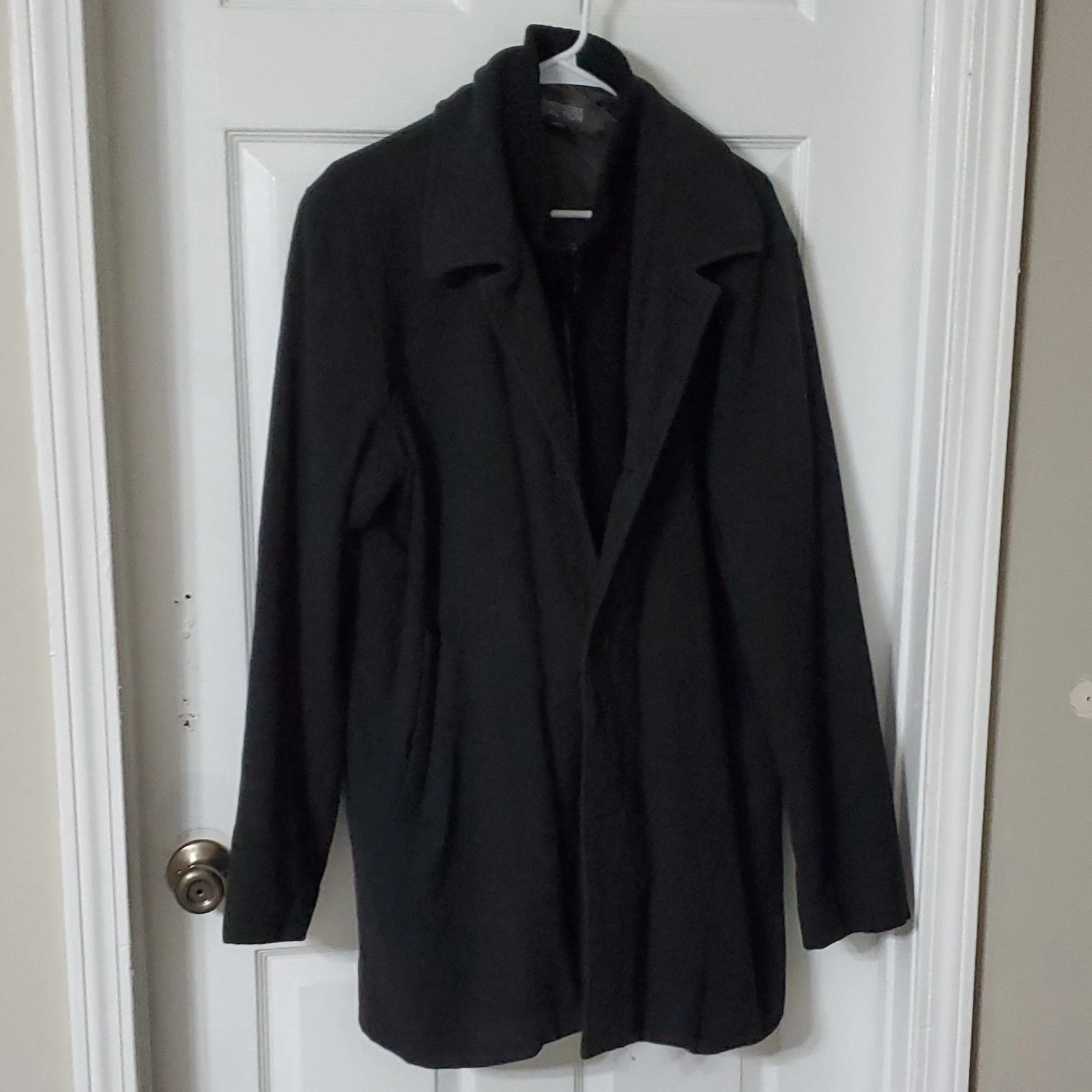 Kenneth Cole Reaction Men's Black Cotton Blend Overcoat Zip/Button L image 9