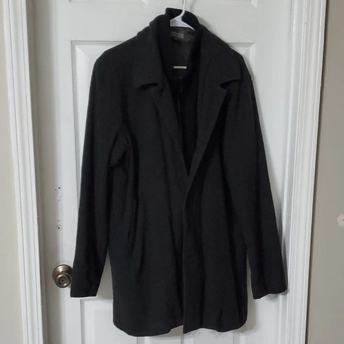 Kenneth Cole Reaction Men's Black Cotton Blend Overcoat Zip/Button L image 9