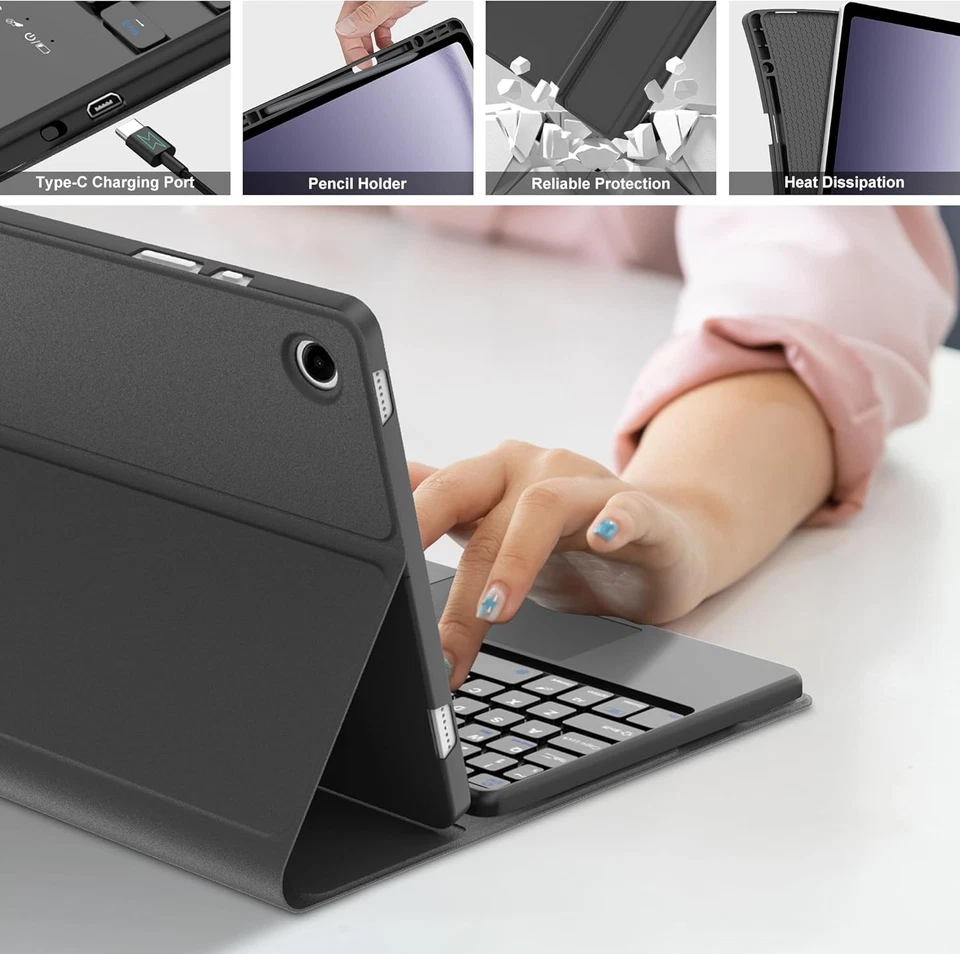 Funda Galaxy Tab A9 plus con Teclado, Teclado Táctil para Tablet Samsung A9+ 2023, Foto 4 de 4