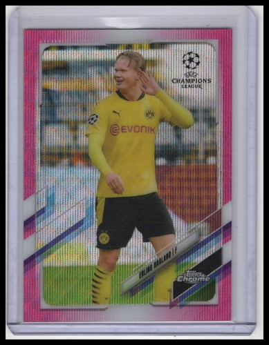 2020-21 Topps Chrome UEFA Champions League #49 Erling Haaland Pink X-Fractor