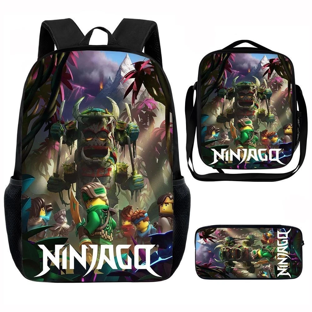 Ninjago Backpack Shoulder Bag Lunch Bag Pencil Case School Rucksack Set for Boys Girls