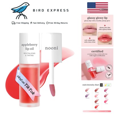 Korean Nooni Lip Oil Appleberry Tinted Moisturizing Glossy Plumping Nourishing