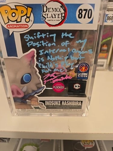 #875-Demon Slayer Inosuke Hashibira Bryce Papenbrook Signed JSA Authentic