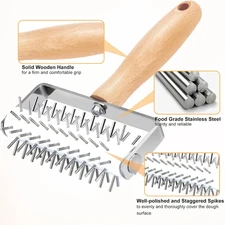 Pizza Dough Docker, Professional Dough Roller with Stainless Steel Spikes Woo...