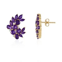 Cavill Sambia Amethyst Ohrringe Damen Silber 925 Vergoldet 4,45Ct Floral Design